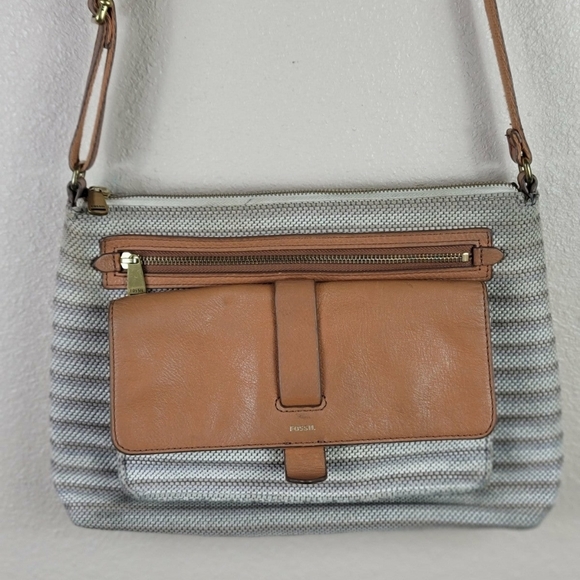 Fossil crossbody strap shoulder bag striped brown than - Picture 9 of 9